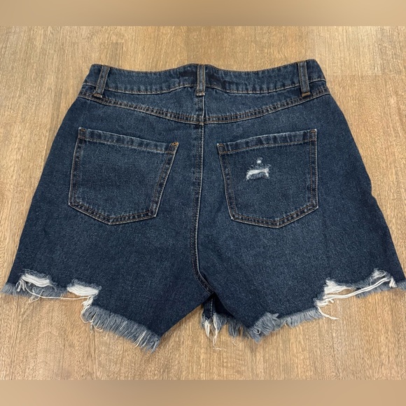 Rewash Dark Blue Distressed Jean Shorts - Picture 2 of 3